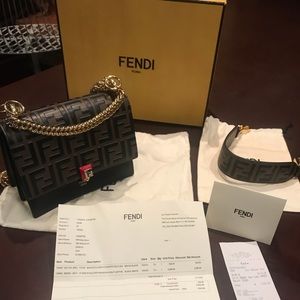Fendi shoulder bag Kan/I/Calf/Leather w/ Mini strp